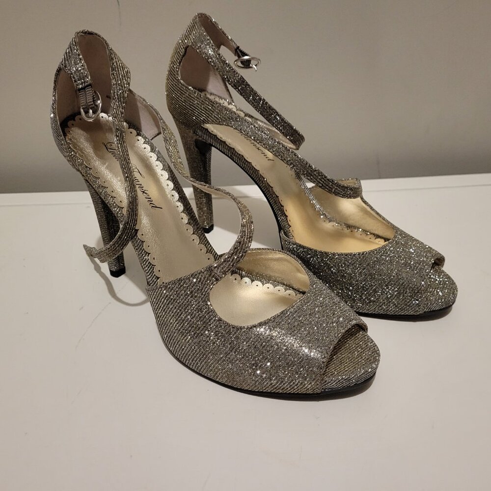 Lulu Townsend Lulu open toe, high heels, bronze rhinestones